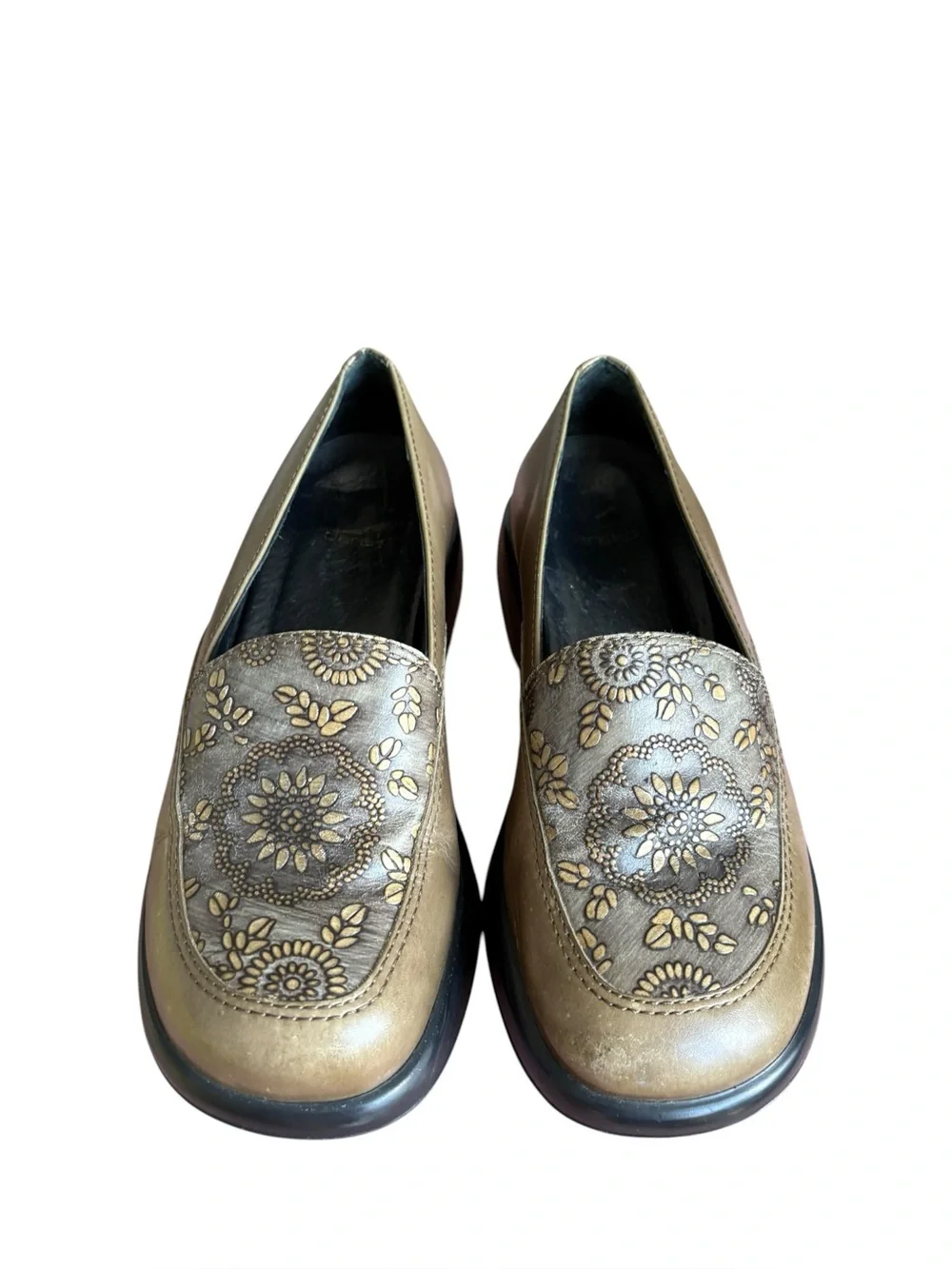 Dansko green Floral Print Leather Casual Slip On Clogs Shoes Womens 37 US 6.5